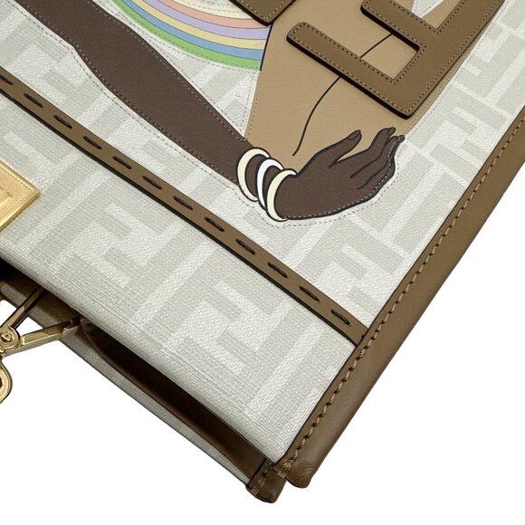 Fendi Sunshine Medium Glazed Fabric Plexiglass Shopper Tote Bag Multicolor - Picture 6 of 11